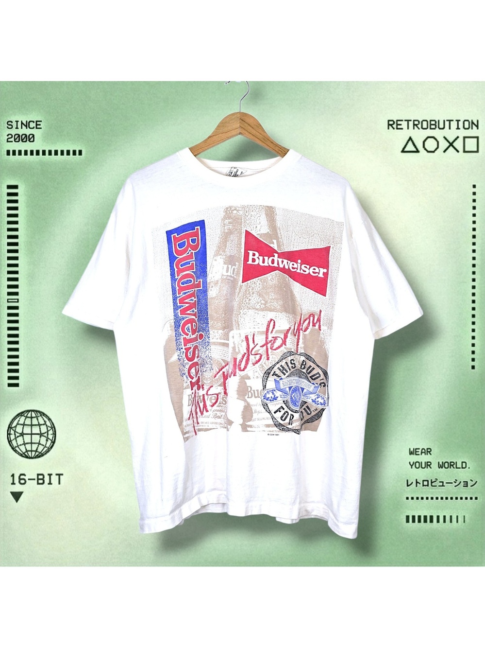 Vintage 1991 Budweisser Beer Graphic Shirt White Size XL